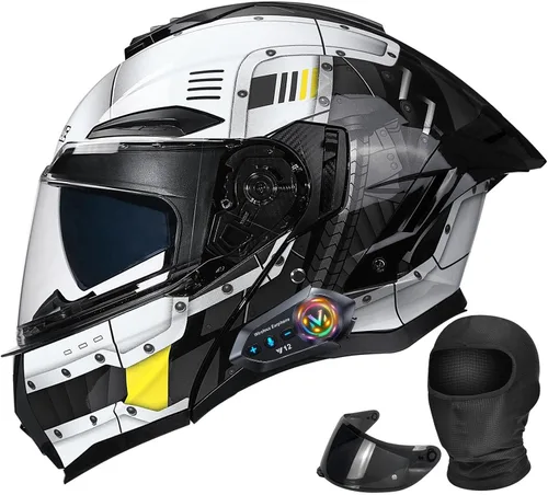 Casco modular de motocicleta Bluetooth con doble visera antivaho multiventilación, diseño de cara completa, certificado ECE 22.06, forro extraíble G