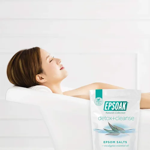 Miniatura 5 de Epsoak Sal de Epsom de 2 libras USP sulfato de magnesio con desintoxicación + aroma de limpieza resellable, bolsa de sal de Epsom fabricada