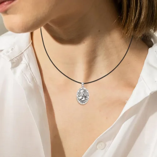 Miniatura 486 de Collar de plata de ley 925 con medalla de San Patrón, colgante de protección católica, amuleto, joyería religiosa para hombres y mujeres