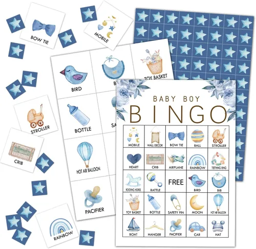 Tarjetas de bingo de cumpleaños para 24 jugadores, tarjetas de bingo de ducha, divertidos juegos familiares, accesorios de bingo, suministros de