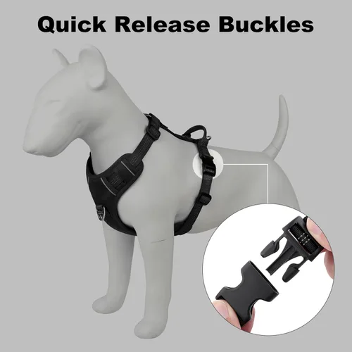 Miniatura 8 de Plutus Pet Arnés sin tirones para perro, arnés reflectante ajustable con asa, a prueba de escapes, acolchado suave para perros pequeños, medianos