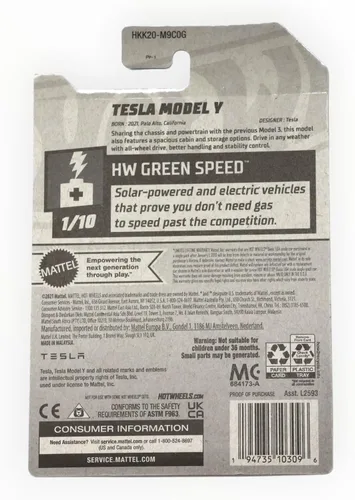 Miniatura 2 de Hot Wheels Tesla Model Y, coche a escala 1:64, gris, 37/250
