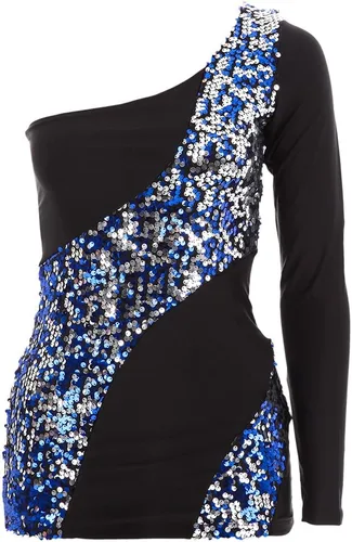 Miniatura 5 de Womens Asymmetrical Color-Change Sequin Dance Costume Top
