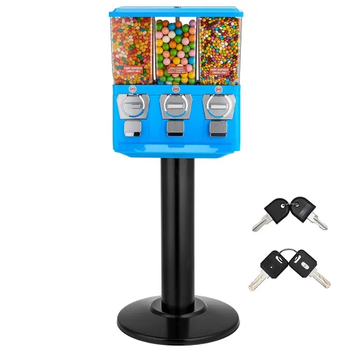 Miniatura 10 de VEVOR Máquina expendedora de dulces, máquina expendedora de dulces de triple compartimento con soporte, máquinas expendedoras de chicles y caramelos