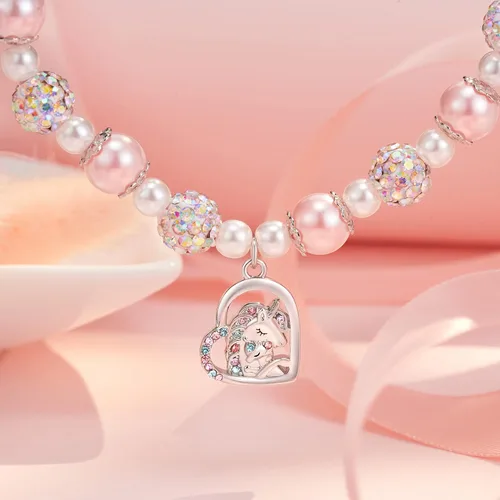 Miniatura 3 de HGDEER Regalos de graduación preescolar de jardín de infantes para niñas pequeñas Pulsera de unicornio para hijanietasobrina Pulsera de perlas
