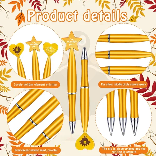Miniatura 3 de Tinlade 120 bolígrafos de pavo para otoño, otoño, Acción de Gracias, calabaza, tinta de gel, bolígrafos de tinta de gel negra, con forma de corazón