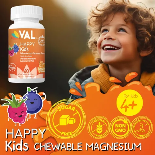 Miniatura 3 de VAL Magnesio para Niños Magnesio de Alta Absorción para Calma, Relajación y Concentración Glicinato de Mg, Citrato y Taurato con Vitamina B6
