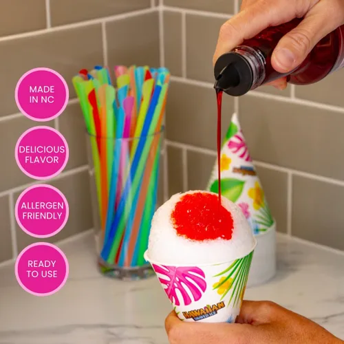 Miniatura 4 de Hawaiian Shaved Ice Máquina de hielo afeitado S900A con kit de jarabe de cono de nieve de cereza, uva y frambuesa azul, también incluye vasos