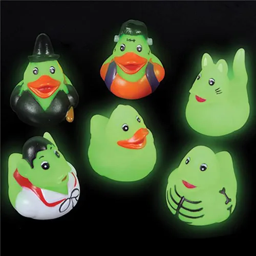 Pato de goma zombi que brilla en la oscuridad para Halloween, patitos de juguete para niños, baño, cumpleaños, baby showers, playa de verano y