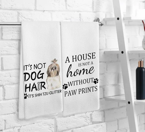 Miniatura 3 de Shih Tzu Toalla para Perro, Toallas de Cocina para Perros, Set de 2 Toallas de Cocina y Estropajos para Perros Shih Tzu, Decoración Shih Tzu, Perro