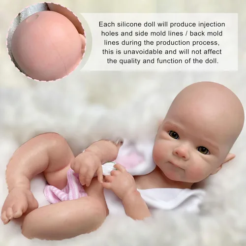 Miniatura 4 de Gileutay Muñeca de Bebé de Silicona Realista de 12 Pulgadas de Cuerpo Completo para Niña, Muñeca de Recién Nacido Realista de Silicona de la Vida