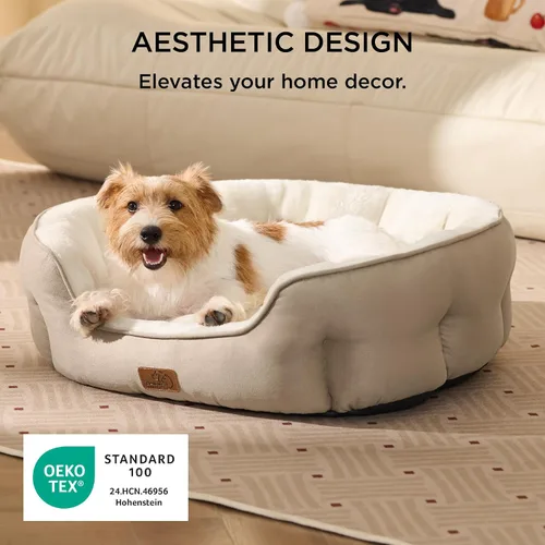 Miniatura 3 de Bedsure Camas refrescantes para perros pequeños, camas redondas para gatos de interior, cama lavable para cachorros y gatitos con parte inferior Azul