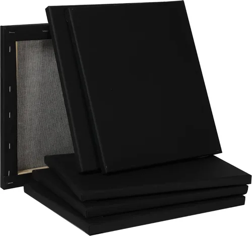 Miniatura 3 de Lienzo negro, paquete de 6 lienzos negros de 8 x 10 pulgadas, 100 % algodón imprimado sin ácidos para pintura, suministros de arte para verter