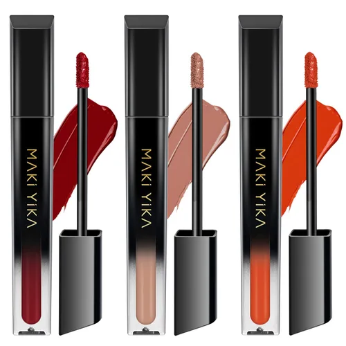 Miniatura 56 de MAKI YIKA Lápiz labial rojo burdeos para mujer, pintalabios de larga duración, sin manchas, mate, líquido, a prueba de transferencia, sin crueldad