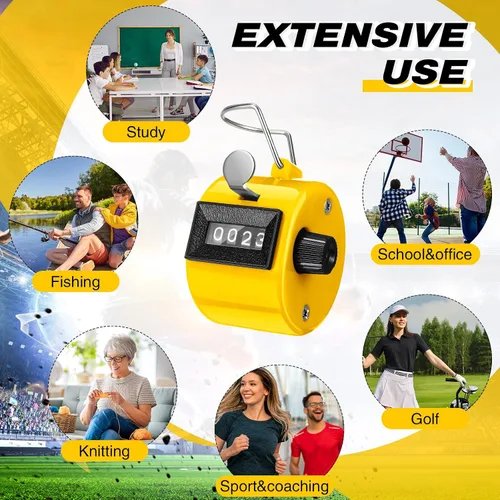 Miniatura 5 de Copkim 12 contadores de cuentos de mano, contador de clicker de 4 dígitos, contador de tono de metal, contadores mecánicos de mano