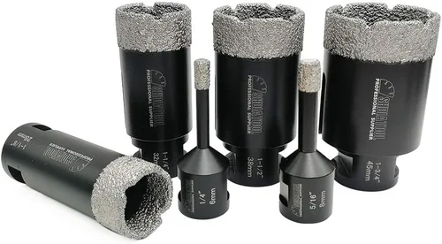 Miniatura 11 de SHDIATOOL Juego de 6 brocas de diamante para azulejos de porcelana, ladrillo de mármol de granito con diámetro de rosca de 5/8 pulgadas y 11