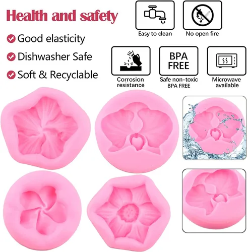Miniatura 2 de ZiXiang Molde de silicona con diseño de flores y orquídeas de plumeria, moldes de fondant de chocolate para decoración de pasteles, pasta de goma