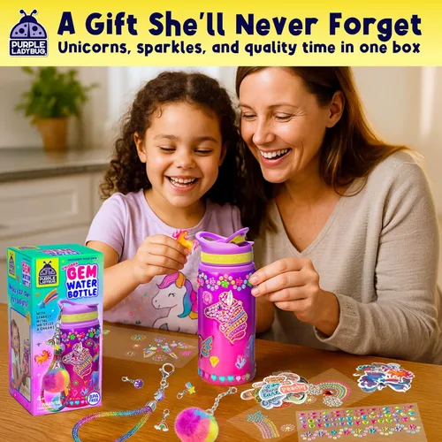 Miniatura 2 de PURPLE LADYBUG Decora tu propia botella de agua para niñas, regalo para niñas de 5, 6, 7, 8, 9, 10 años, regalo de cumpleaños, juguetes de Piedra