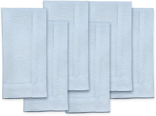 Miniatura 42 de Solino Home Juego de 4 manteles individuales de lino – Manteles individuales clásicos con vainica azul cielo de 14 x 19 pulgadas – manteles 09: Azul