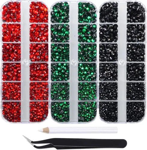 Miniatura 26 de Massive Beads Más de 9500 diamantes de imitación termoadhesivos redondos de vidrio con parte trasera plana para hacer tú mismo con 1 pinza y 1 12