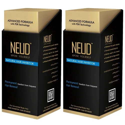 NEUD - Inhibidor natural del cabello para la reducción permanente del vello corporal y facial no deseado en hombres y mujeres, paquete de 2