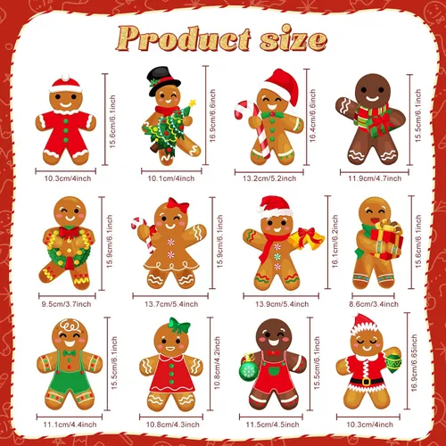 Miniatura 2 de Namalu 54 piezas de remolinos colgantes de hombre de jengibre de Navidad, decoraciones de hombre de jengibre para fiesta, remolinos colgantes