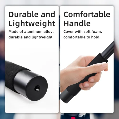 Miniatura 5 de Poste portátil de mano, 4 secciones estirable de aleación de aluminio de mano con interfaz de 1/4" 3/8" / 4 correas adhesivas