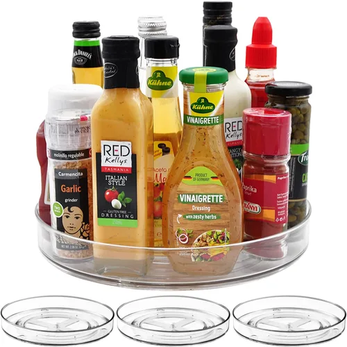 Miniatura 12 de Amolliar Lazy Susan de 2 niveles de 11 pulgadas, organizador giratorio para gabinete, cocina, nevera, encimera, baño, organizador de despensa