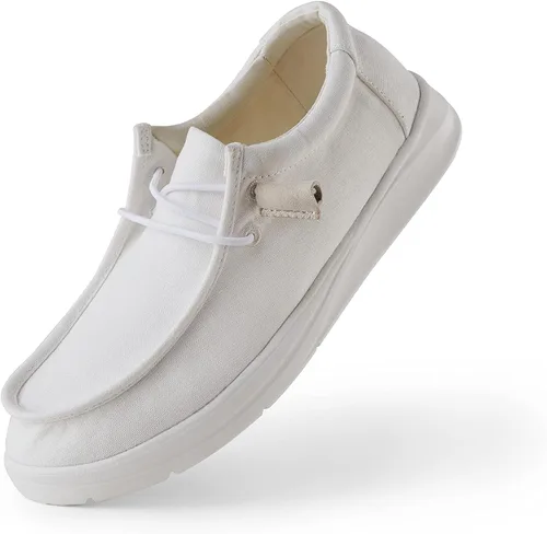 COLORSTY Mocasines cómodos para mujer, con cordones, ligeros, con soporte de arco para caminar, antideslizantes, de lona, casuales, para barcos