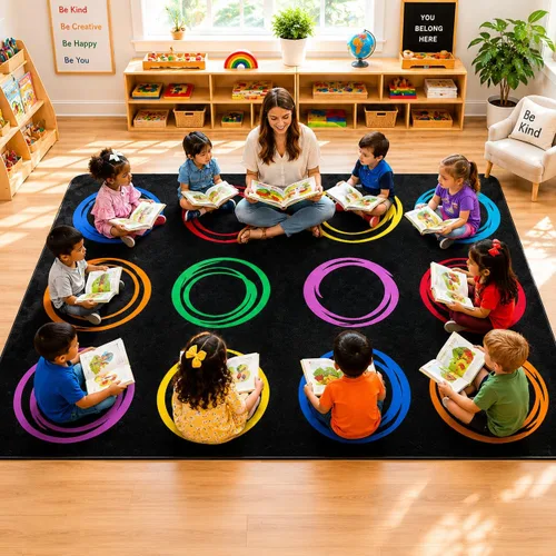 Miniatura 55 de Alfombra para Niños, Alfombra de Oruga Arcoíris ABC Letras del Alfabeto Tapete Educativo - 5x7 Pies Alfombra de Área de Aprendizaje con Respaldo