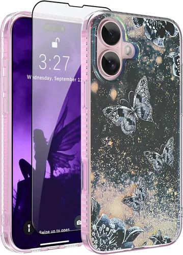 Miniatura 25 de OOK Funda Magnética para iPhone 15 Plus Diseño de Nebulosa Espacial de Flores Morado Profundo [Compatible con MagSafe] PC Duro + TPU Suave