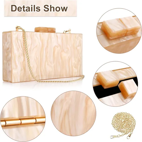 Miniatura 3 de YYW Monederos de mano de acrílico para mujer de boda bolso cruzado de noche multicolor con cadena desmontable