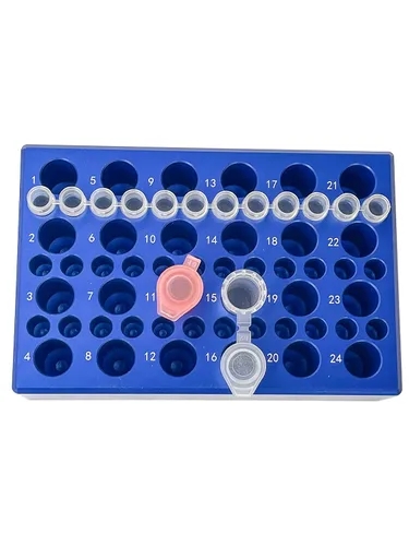 Miniatura 2 de MUHWA Bloque de enfriamiento de aluminio de 60 pozos, ajuste de 24 pocillos para tubos de centrífuga de 0.0 fl oz, ajuste de 36 pozos para tubos
