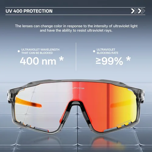 Miniatura 3 de KAPVOE Gafas de ciclismo fotocromáticas para hombres y mujeres, gafas de sol deportivas, marco de decoloración HD, gafas de bicicleta K76 Gris Negro