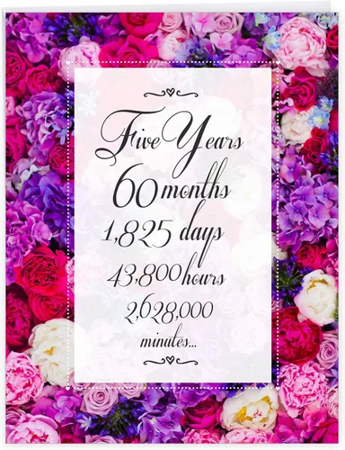 Miniatura 12 de NobleWorks - Tarjeta de felicitación de aniversario de 5ª boda grande de 8.5 x 11 pulgadas - Matrimonio de 5 años con sobre para hombres, mujeres