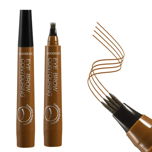 Miniatura 8 de Boobeen 2 lápices de cejas impermeables – Bolígrafo de tatuaje de cejas Microblading con un aplicador de punta de microhorquilla – Crea cejas