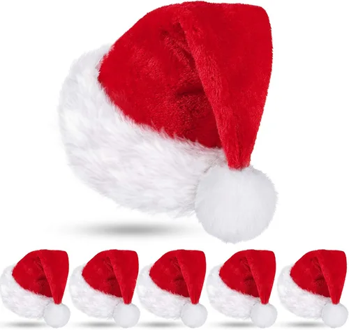 Miniatura 11 de SATINIOR 2 piezas de sombrero de Papá Noel de lentejuelas para adultos, unisex, gorro de Navidad con forro y ala de felpa para mujeres y hombres