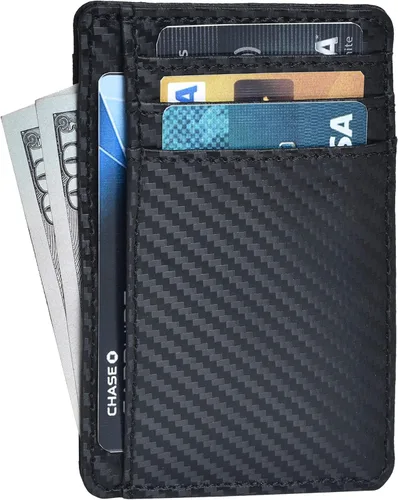 Miniatura 30 de Carteras de cuero Oak Leathers, delgadas y minimalistas con bloqueo RFID, tarjetero de bolsillo frontal para hombres y mujeres, Desnudo