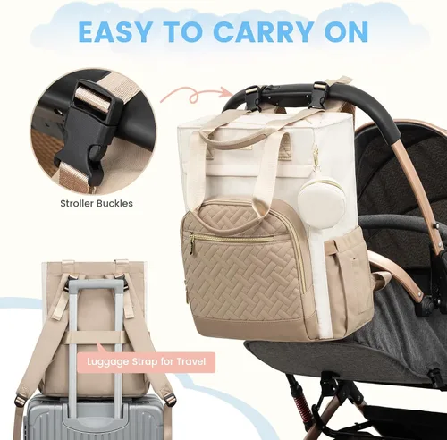 Miniatura 7 de LOVEVOOK Mochila para Pañales, Bolsa de Bebé Portátil de Gran Capacidad con Almohadilla Cambiadora de Pañales Plegable, Bolsas de Pañales para Bebé