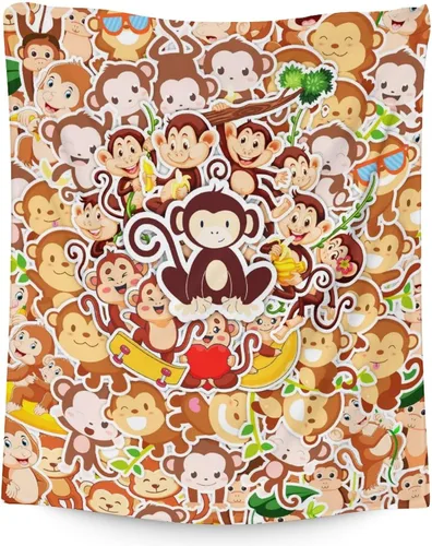 Miniatura 17 de Manta de mono para niñas pequeñas, tamaño de regazo de 30 x 40 pulgadas, manta de felpa suave y peluda para regalo, manta negra linda para cama, sofá