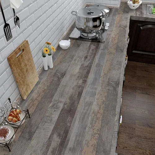 Miniatura 10 de VaryPaper Papel tapiz de madera rústica despegable y adhesivo de 15.7''x78.7'', papel de contacto de madera marrón para encimeras, impermeable