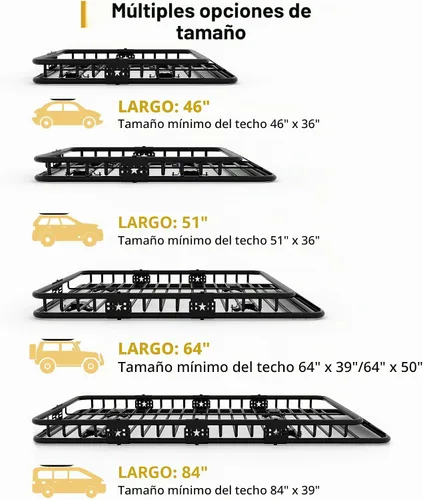Miniatura 4 de DEXSO Cesta universal para portaequipajes de techo de 46 x 36 pulgadas, capacidad de 200 libras, soporte de equipaje resistente para SUV, camiones