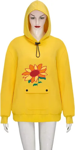 Miniatura 2 de LOADREAM Ai Ohto Hoodies Girls Women Wonder Egg Priority Japanese Cute Anime Pullover Hooded Sunflowers Yellow Tops