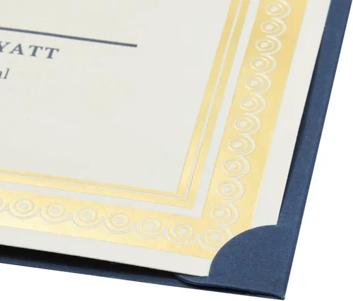 Miniatura 8 de Paquete de 12 titulares de certificados, diploma, cubierta de documentos para certificados de premio de tamaño carta, azul marino, borde dorado