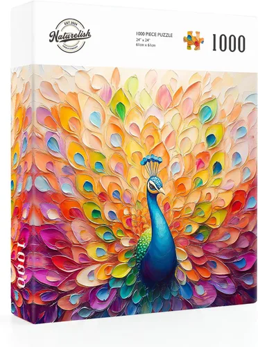 Miniatura 7 de Rompecabezas difíciles para adultos de 1000 piezas: rompecabezas de ilustraciones de pavo real, rompecabezas difícil desafiante e imposible
