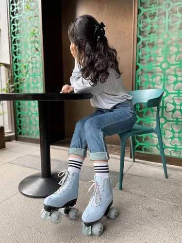 Miniatura 7 de Gets Patines con Ruedas para Mujeres y Hombres con 4 Ruedas que se Iluminan para Interiores y Exteriores, Patines de Cuero PU de Caña Alta