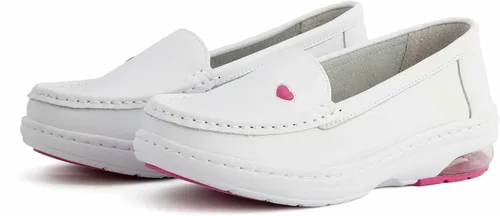 Miniatura 6 de MaxMuxun Zapatos de enfermería antideslizantes de las mujeres de cuero cómodo resbalón en zapatos planos mocasines para el trabajo del restaurante