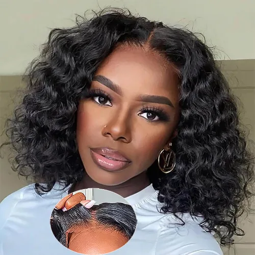 Miniatura 9 de Wear and Go Glueless Wigs Human Hair Pre Plucked Pre Cut 4x4 Lace Front Wigs for Black Women 180% Density Deep Wave Bob Wig Human Hair for Beginners