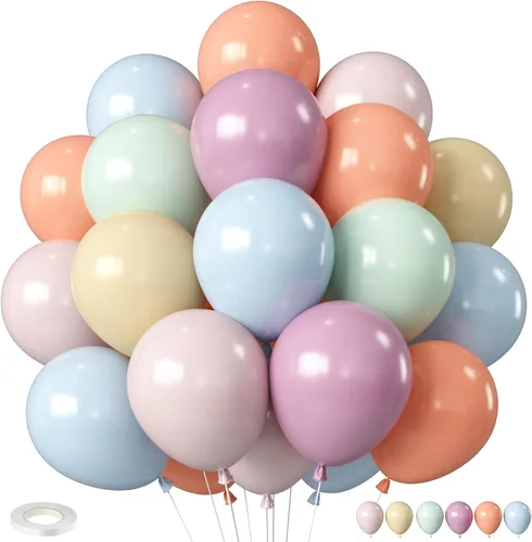 Globos retro pastel, 12 pulgadas, 6 colores, azul, morado, verde, rosa, beige, globos de látex para cumpleaños, graduación, aniversario, baby Color