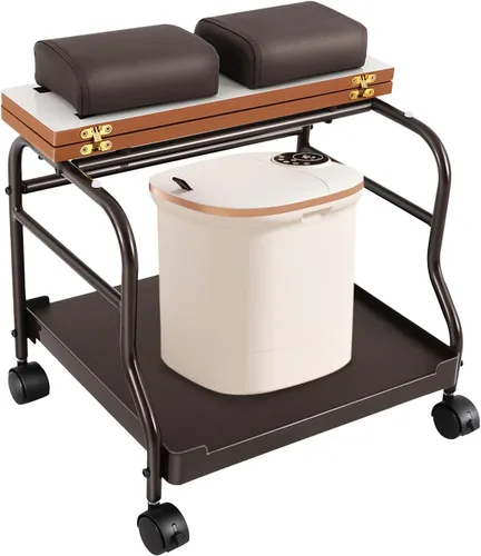 Miniatura 14 de Carrito de baño de pies de pedicura con ruedas, soporte de manicura, carrito portátil de esteticista para salón de belleza o spa de tecnología